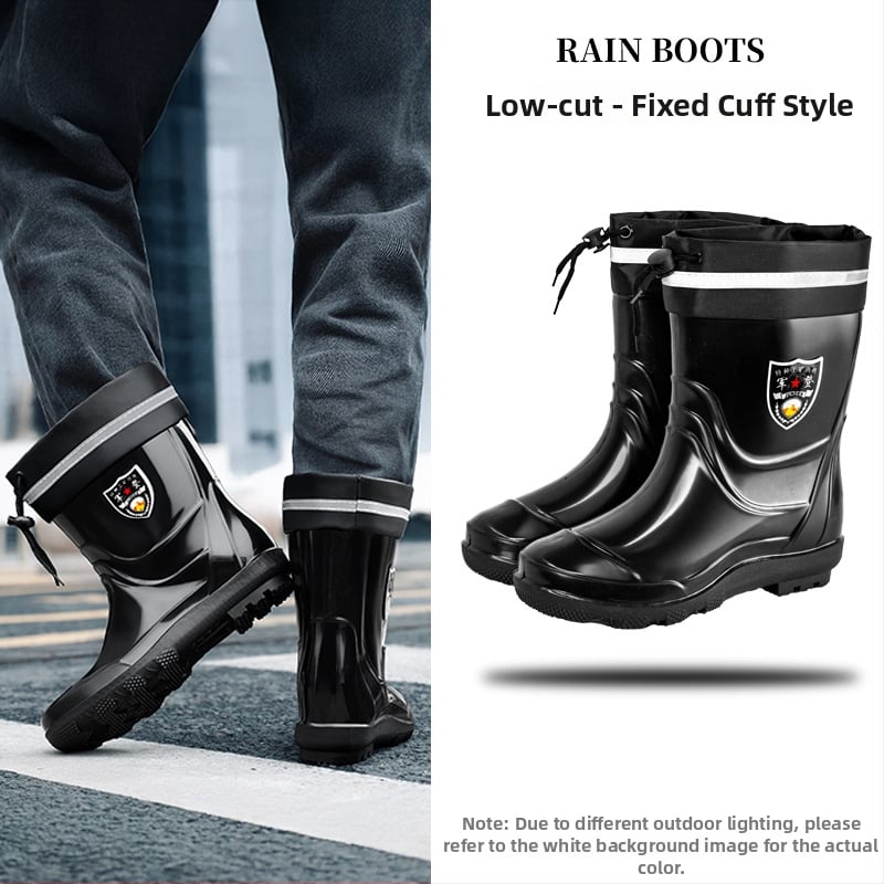 Дъждовни работни ботуши за защита: PVC горна част, висок вал, пластмасова подметка; противохлъзгащи, топли и износоустойчиви