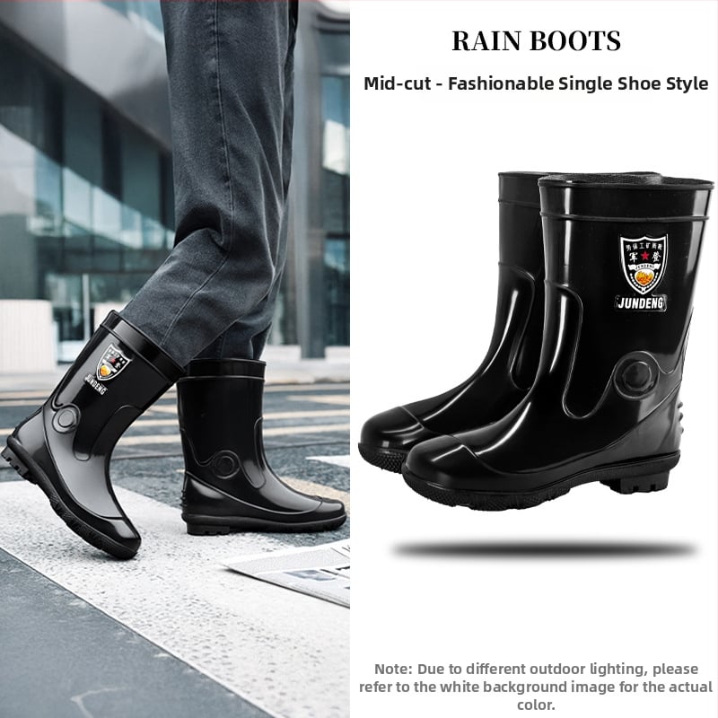Дъждовни работни ботуши за защита: PVC горна част, висок вал, пластмасова подметка; противохлъзгащи, топли и износоустойчиви