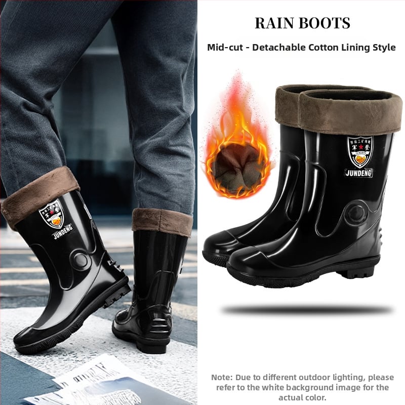 Дъждовни работни ботуши за защита: PVC горна част, висок вал, пластмасова подметка; противохлъзгащи, топли и износоустойчиви