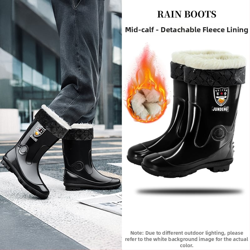 Дъждовни работни ботуши за защита: PVC горна част, висок вал, пластмасова подметка; противохлъзгащи, топли и износоустойчиви
