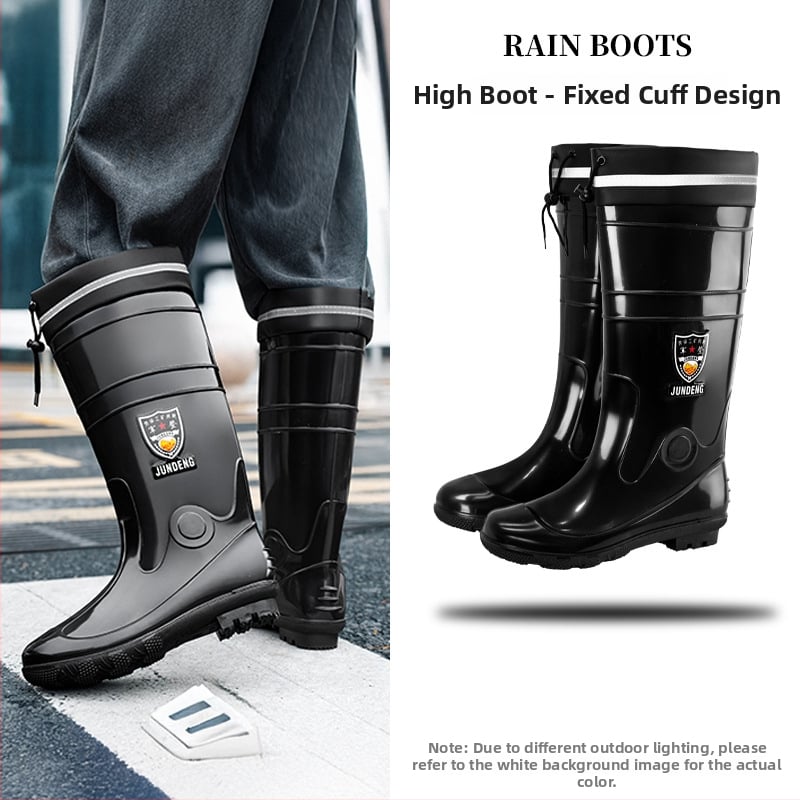 Дъждовни работни ботуши за защита: PVC горна част, висок вал, пластмасова подметка; противохлъзгащи, топли и износоустойчиви