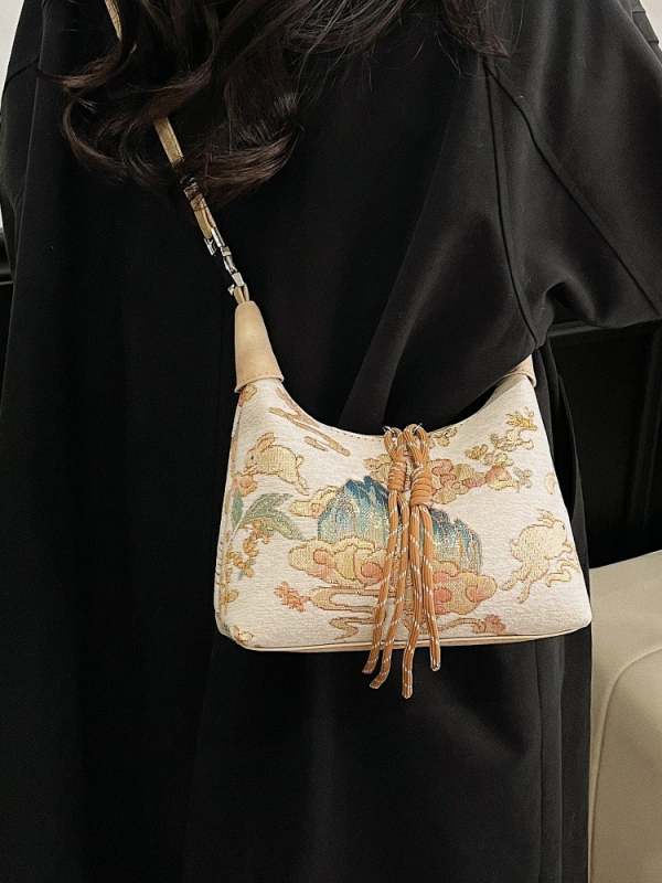 DIY materijalna torba, novi nacionalni stil PU kanta torba sa zatvaračem i skrivenim džepom