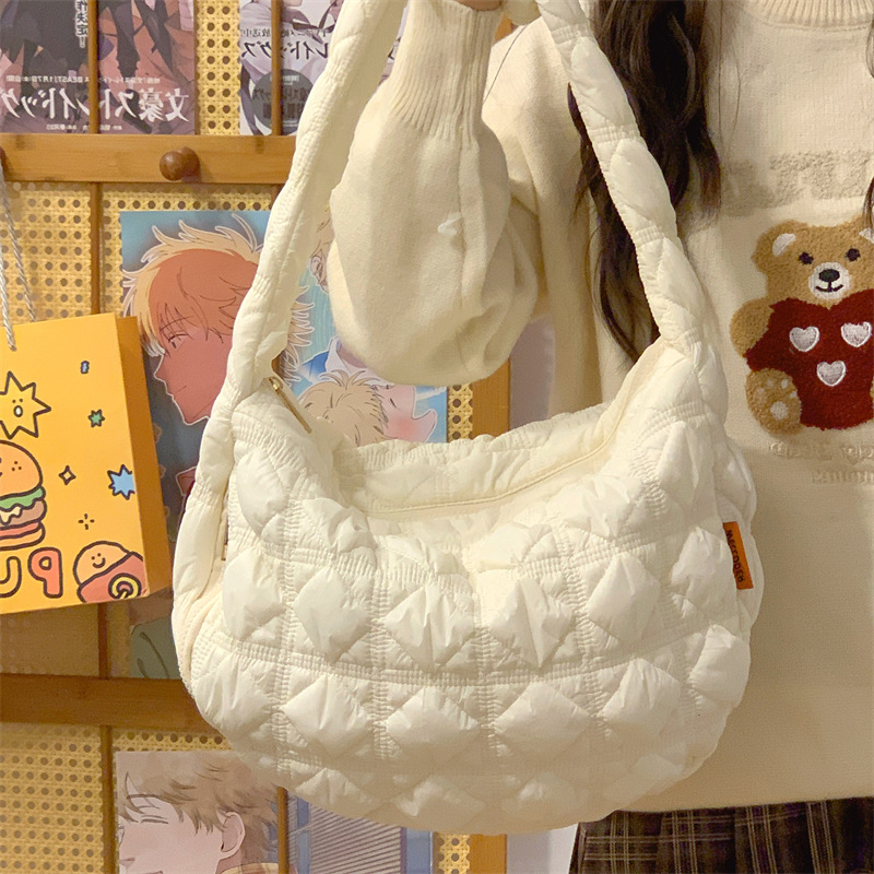 Nylon torba za pazuh s balonastim plisiranim oblikom knedle, poliester podstava, unutarnja džep sa zatvaračem