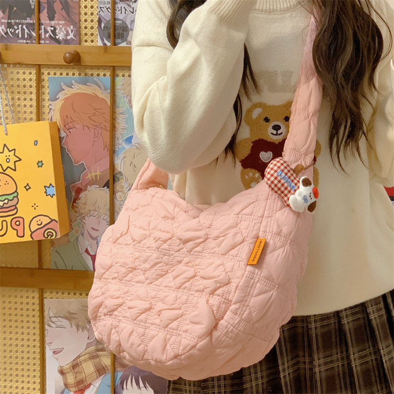 Nylon torba za pazuh s balonastim plisiranim oblikom knedle, poliester podstava, unutarnja džep sa zatvaračem