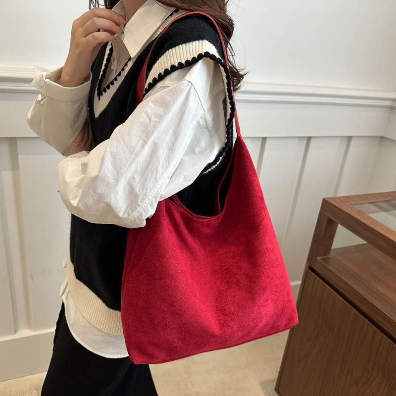 Унисексов велурена Tote чанта за пътуване, зимна колекция 2025, магнитно закопчаване, подплата от велур