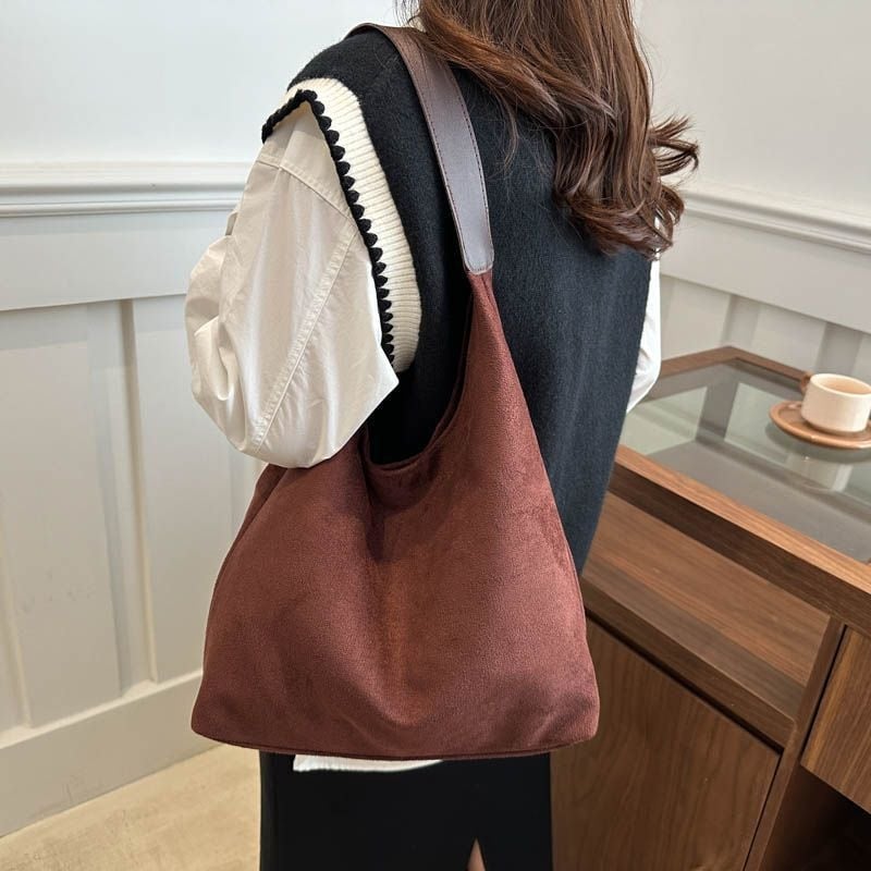 Унисексов велурена Tote чанта за пътуване, зимна колекция 2025, магнитно закопчаване, подплата от велур