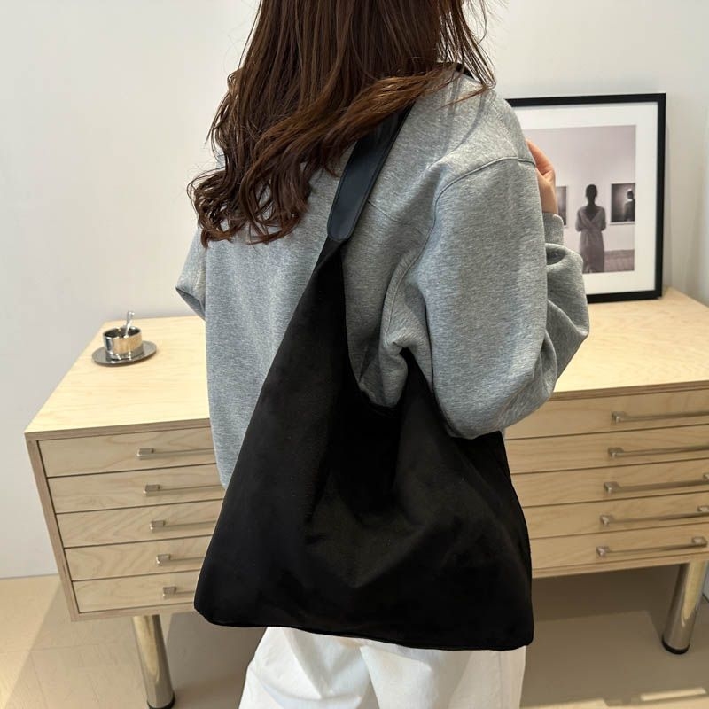 Унисексов велурена Tote чанта за пътуване, зимна колекция 2025, магнитно закопчаване, подплата от велур