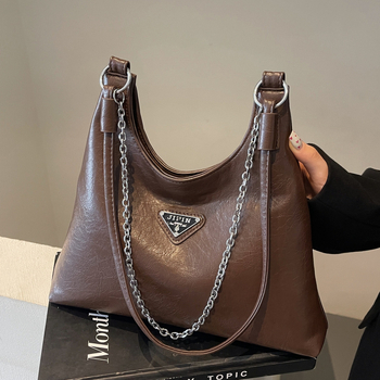 Чанта за рамо Tote PU, градски стил, хоризонтална квадратна форма, ципово затваряне, вътрешен джоб с цип