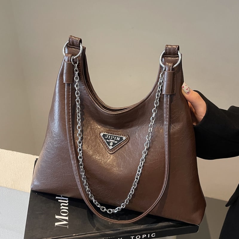 Чанта за рамо Tote PU, градски стил, хоризонтална квадратна форма, ципово затваряне, вътрешен джоб с цип