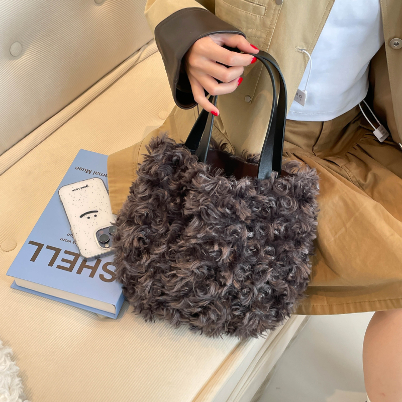 Underarm torba od pliša, zatvarač, džep za telefon, vertikalni kvadratni oblik