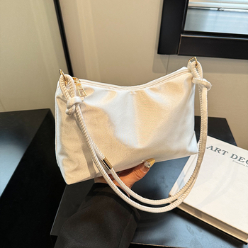 Korejski stil ženska torbica preko ramena s lesketim satenskim vanjskim dijelom, zatvarač, horizontalan četverokutni oblik, poliester podstava, proljeće 2024