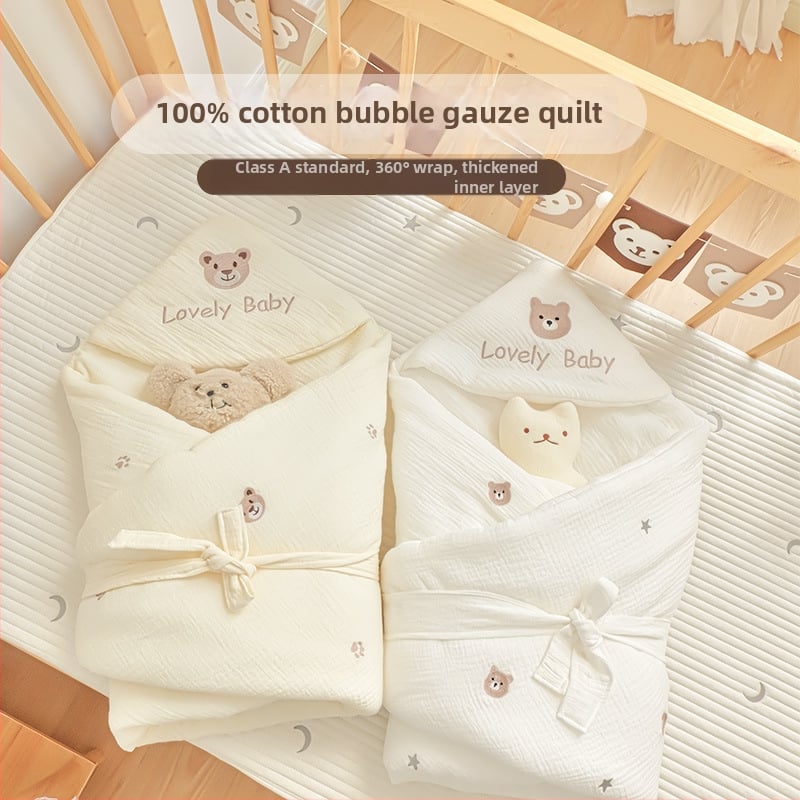 Νεογέννητο πάπλωμα αγκαλιάς από 100% βαμβάκι, παχυνόμενο για φθινοπωρινό-χειμερινό, ελαφρύ πολυτελές στυλ, 500–800 g