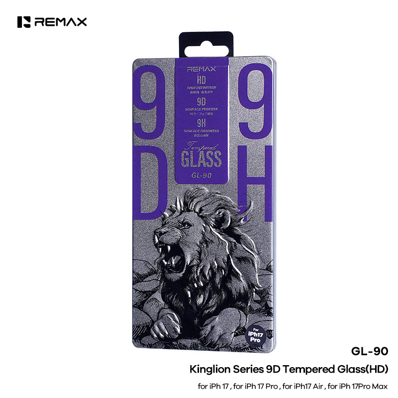 Remax Lion King 9D margine curbată protecție ecran sticlă temperată pentru seria iPhone 15/16/17 — HD, protecție a intimității