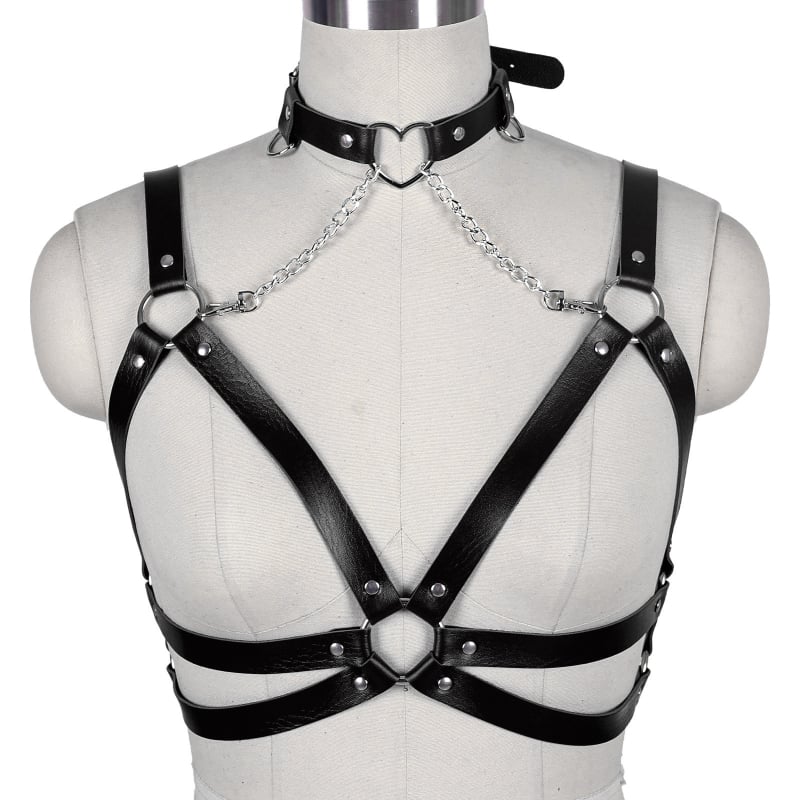 Сърцевидна яка и тяло верига с регулируем пояс — дамски модел, имитационна кожа, дължина 80–100 cm, двойна презрамка