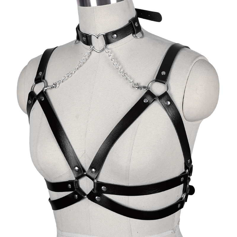Сърцевидна яка и тяло верига с регулируем пояс — дамски модел, имитационна кожа, дължина 80–100 cm, двойна презрамка