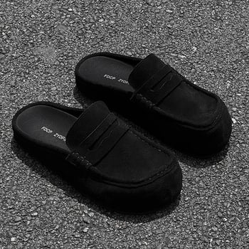 Мъжки обувки на платформи с дебела подметка за повишаване на височината, горна част от велур, гумена подметка, обувки без връзки, casual стил, модел 92286