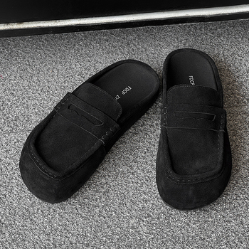 Мъжки обувки на платформи с дебела подметка за повишаване на височината, горна част от велур, гумена подметка, обувки без връзки, casual стил, модел 92286