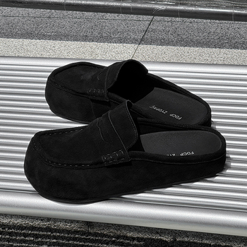 Мъжки обувки на платформи с дебела подметка за повишаване на височината, горна част от велур, гумена подметка, обувки без връзки, casual стил, модел 92286