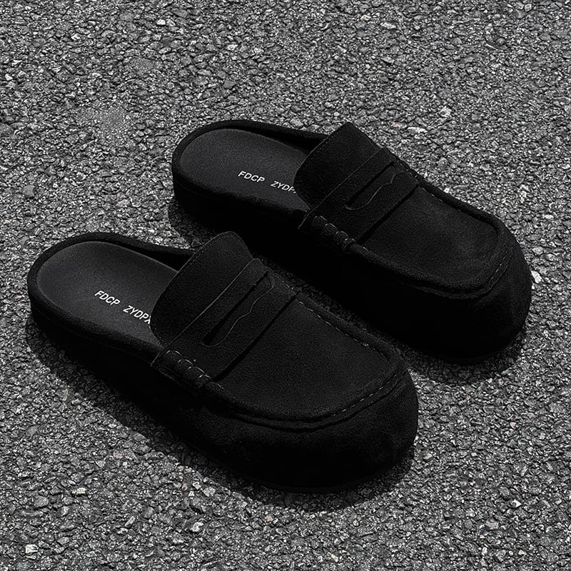 Мъжки обувки на платформи с дебела подметка за повишаване на височината, горна част от велур, гумена подметка, обувки без връзки, casual стил, модел 92286