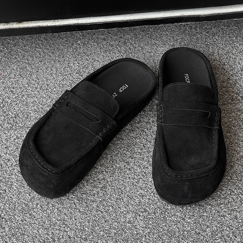 Мъжки обувки на платформи с дебела подметка за повишаване на височината, горна част от велур, гумена подметка, обувки без връзки, casual стил, модел 92286