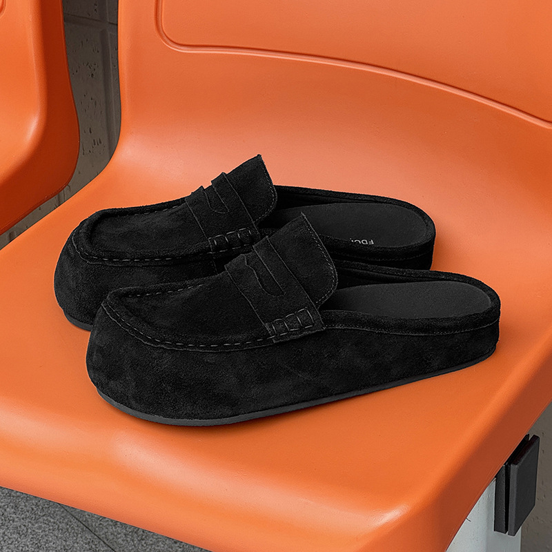 Мъжки обувки на платформи с дебела подметка за повишаване на височината, горна част от велур, гумена подметка, обувки без връзки, casual стил, модел 92286