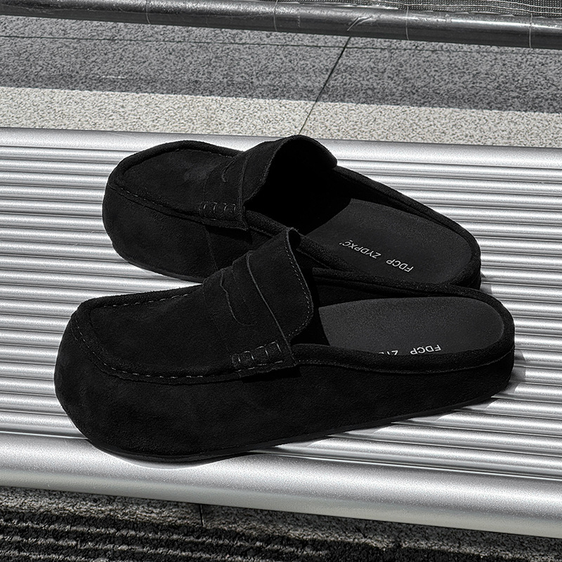 Мъжки обувки на платформи с дебела подметка за повишаване на височината, горна част от велур, гумена подметка, обувки без връзки, casual стил, модел 92286