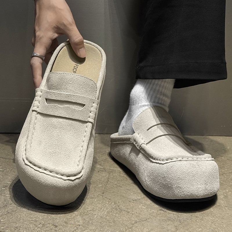 Мъжки обувки на платформи с дебела подметка за повишаване на височината, горна част от велур, гумена подметка, обувки без връзки, casual стил, модел 92286