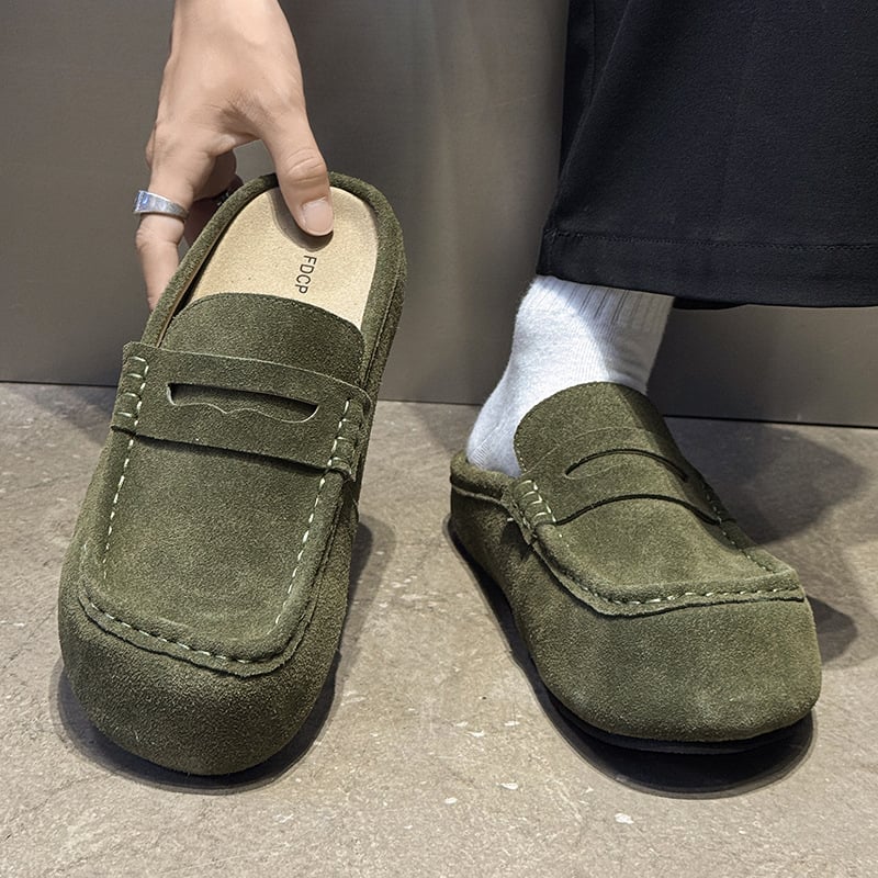 Мъжки обувки на платформи с дебела подметка за повишаване на височината, горна част от велур, гумена подметка, обувки без връзки, casual стил, модел 92286