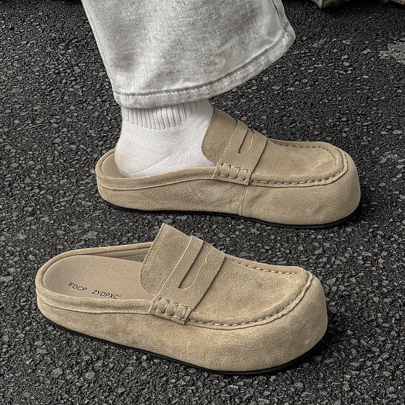 Мъжки обувки на платформи с дебела подметка за повишаване на височината, горна част от велур, гумена подметка, обувки без връзки, casual стил, модел 92286