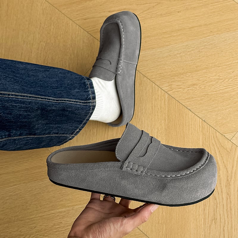 Мъжки обувки на платформи с дебела подметка за повишаване на височината, горна част от велур, гумена подметка, обувки без връзки, casual стил, модел 92286