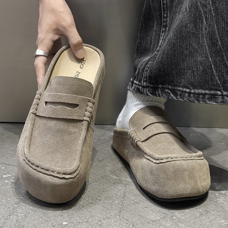 Мъжки обувки на платформи с дебела подметка за повишаване на височината, горна част от велур, гумена подметка, обувки без връзки, casual стил, модел 92286