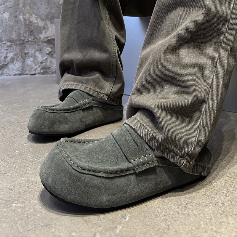 Мъжки обувки на платформи с дебела подметка за повишаване на височината, горна част от велур, гумена подметка, обувки без връзки, casual стил, модел 92286