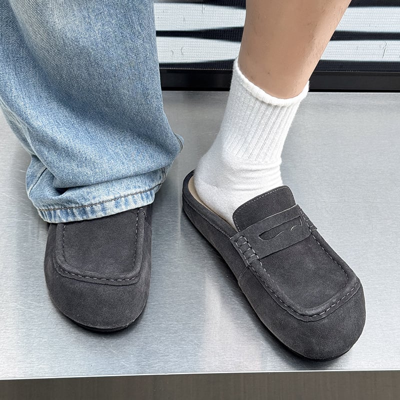 Мъжки обувки на платформи с дебела подметка за повишаване на височината, горна част от велур, гумена подметка, обувки без връзки, casual стил, модел 92286