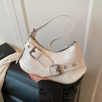 Ženska torbica ispod pazuha - PU koža, vodoravni kvadratni oblik, zatvarač, pretinac za telefon, jedna naramenica