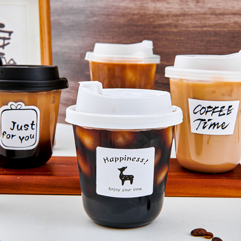 Ceașcă de cafea de unică folosință cu capac pentru băuturi reci, pentru magazine de ceai cu lapte, capacități 300–500 ml