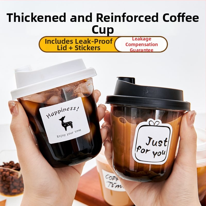 Ceașcă de cafea de unică folosință cu capac pentru băuturi reci, pentru magazine de ceai cu lapte, capacități 300–500 ml