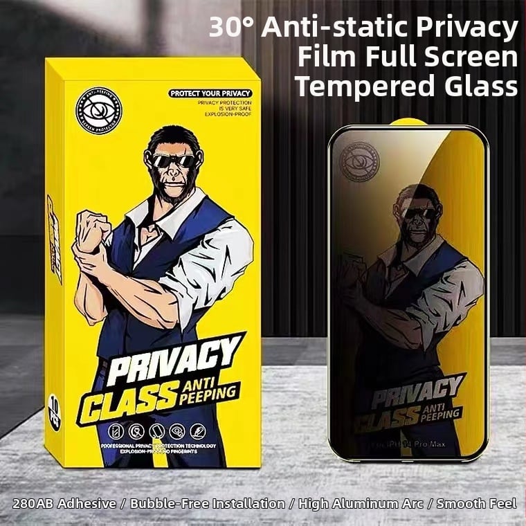 Kaljeno staklo zaštitni film s prašnom mrežom, veliki luk, zaštita privatnosti, anti-statičko, potpuno zaštita zaslona za iPhone 11/12/13/17