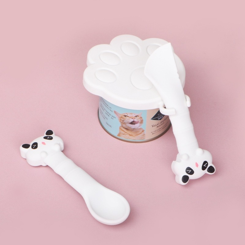 Σιλικονούχο κουτάλι κονσερβών για γάτες — ανοίχτης κονσερβών, κουτάλι για ταΐσματα και ανάμειξη, καπάκι συντήρησης