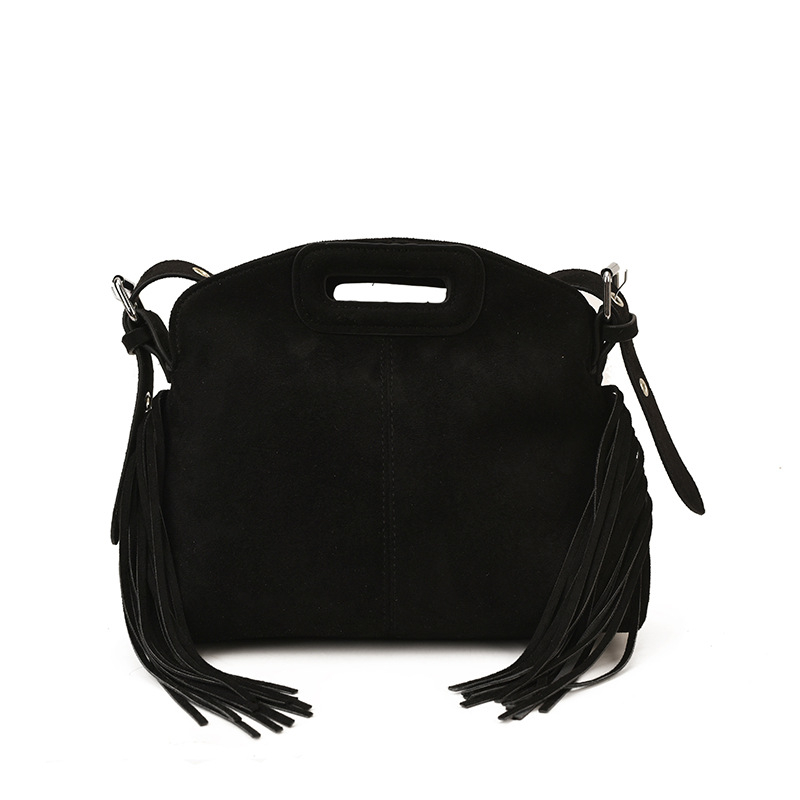 Ženska torbica satchel s resicama, velur koža, crossbody stil, horizontalni četverokutni oblik, otvoreni dizajn, pretinac na zip, pretinac za telefon i dokumente
