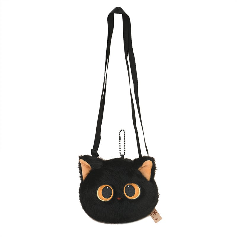 Плюшено коте с големи очи – портмоне през рамо и чантичка за носене, сладък подарък кукла-играчка