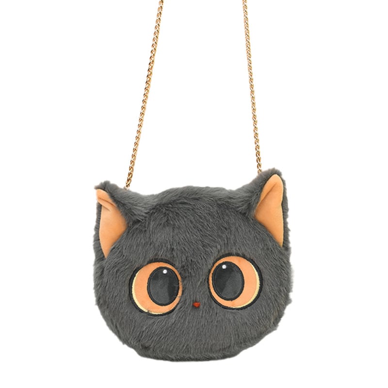 Плюшено коте с големи очи – портмоне през рамо и чантичка за носене, сладък подарък кукла-играчка