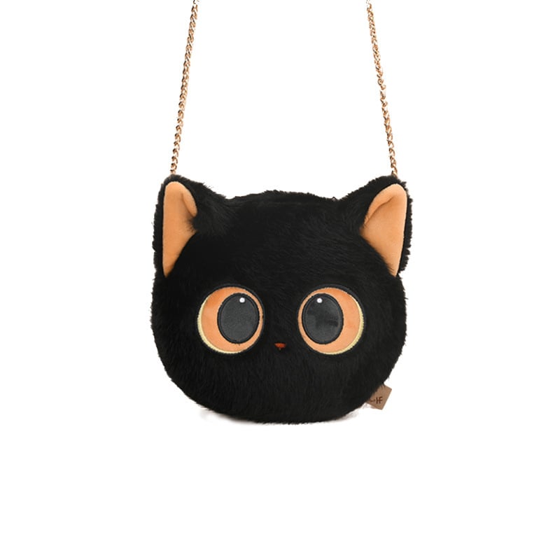 Плюшено коте с големи очи – портмоне през рамо и чантичка за носене, сладък подарък кукла-играчка