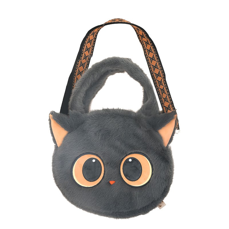 Плюшено коте с големи очи – портмоне през рамо и чантичка за носене, сладък подарък кукла-играчка