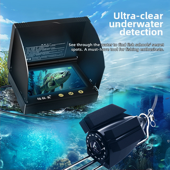 Подводен риболовен ехолот с HD камера и термочувствителна сонда, дълбочина 0.6–30 m, DC 10–18 V