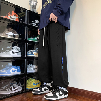 Мъжки свободни спортни панталони със средно-висока талия, полиестерова смес, микроеластичност, нормална дебелина, за всички сезони