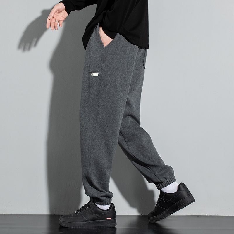 Мъжки свободни спортни панталони със средно-висока талия, полиестерова смес, микроеластичност, нормална дебелина, за всички сезони