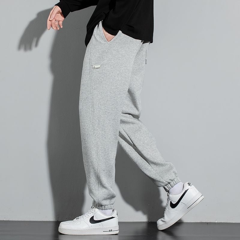 Мъжки свободни спортни панталони със средно-висока талия, полиестерова смес, микроеластичност, нормална дебелина, за всички сезони