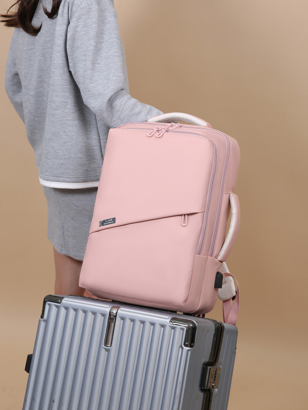 Унисекс раница за лаптоп за бизнес пътувания, съвместима с 16-инчов лаптоп, капацитет 36–55 л, разделение за сухи и мокри вещи, Oxford плат, извити презрамки