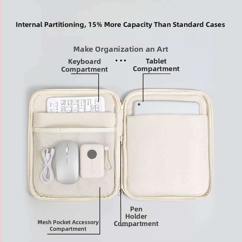 Tabletta táska vízálló, kopásálló és földrengésálló belsővel; poliészter külső anyag és poliészter bélés