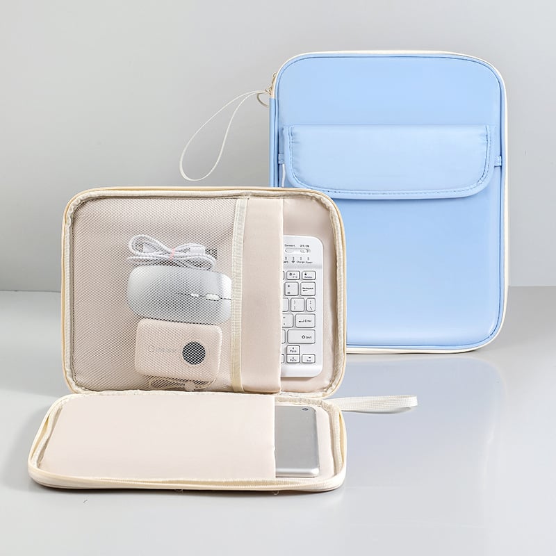 Tabletta táska vízálló, kopásálló és földrengésálló belsővel; poliészter külső anyag és poliészter bélés